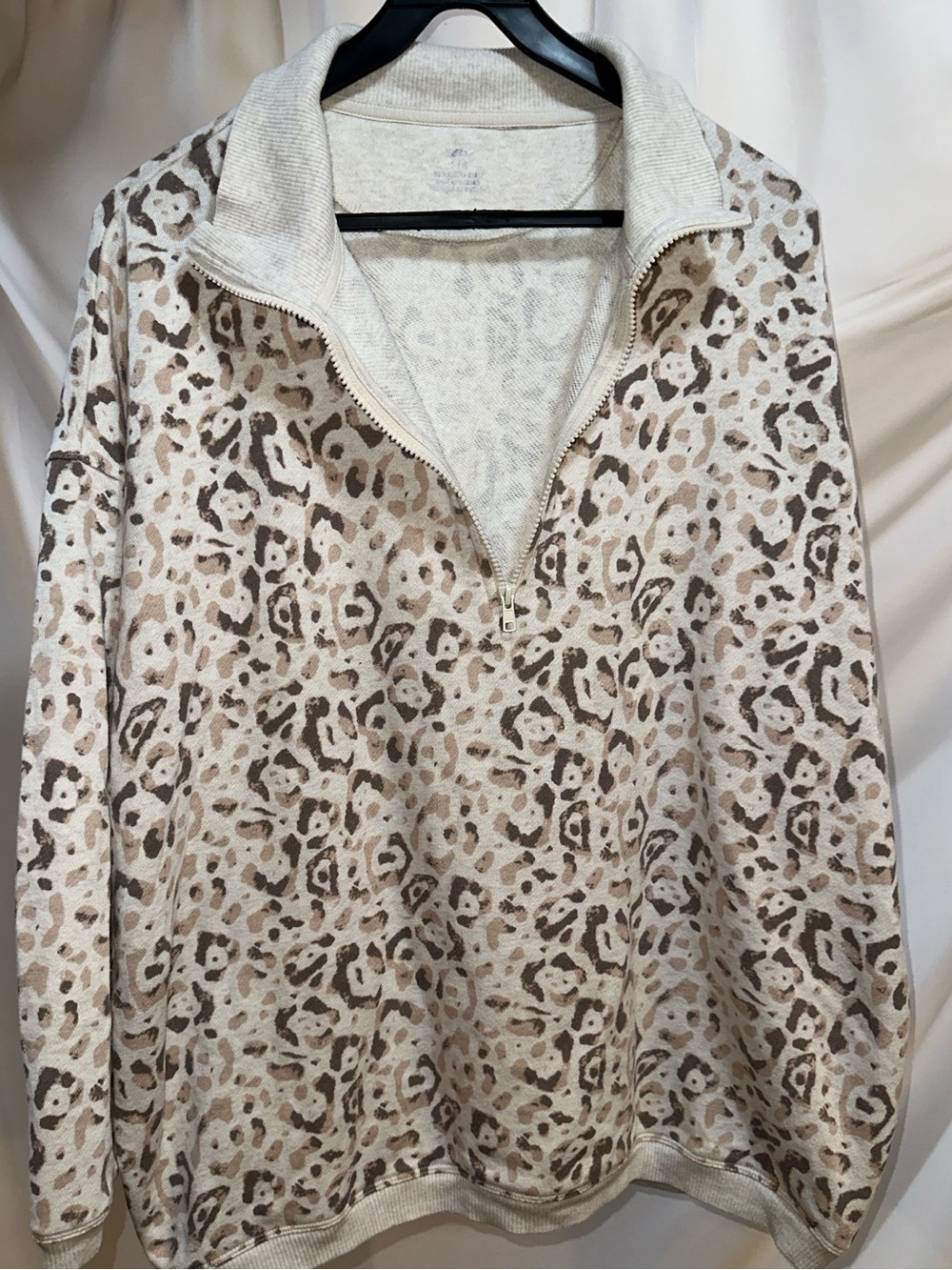 Oversized Leopard Half Zip Pullover